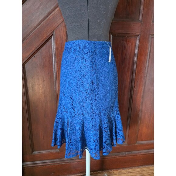 J. Crew Womens Blue Lace Flared Hem Trumpet Skirt Size 2 New With Tags - Picture 2 of 6